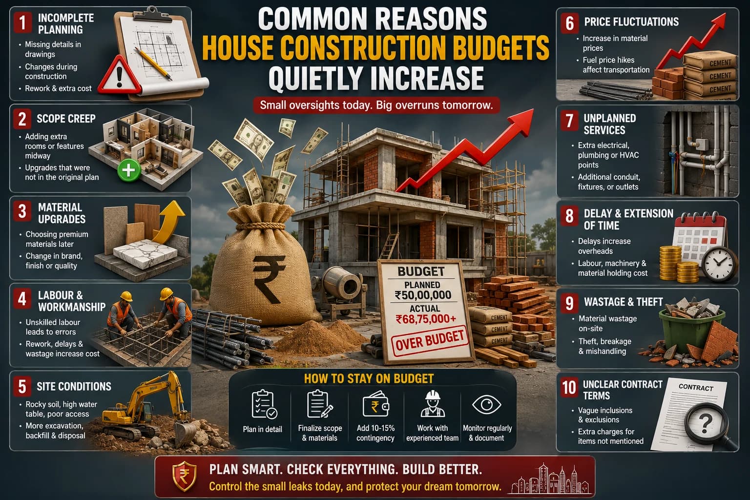 Common reasons house construction budgets quietly increase