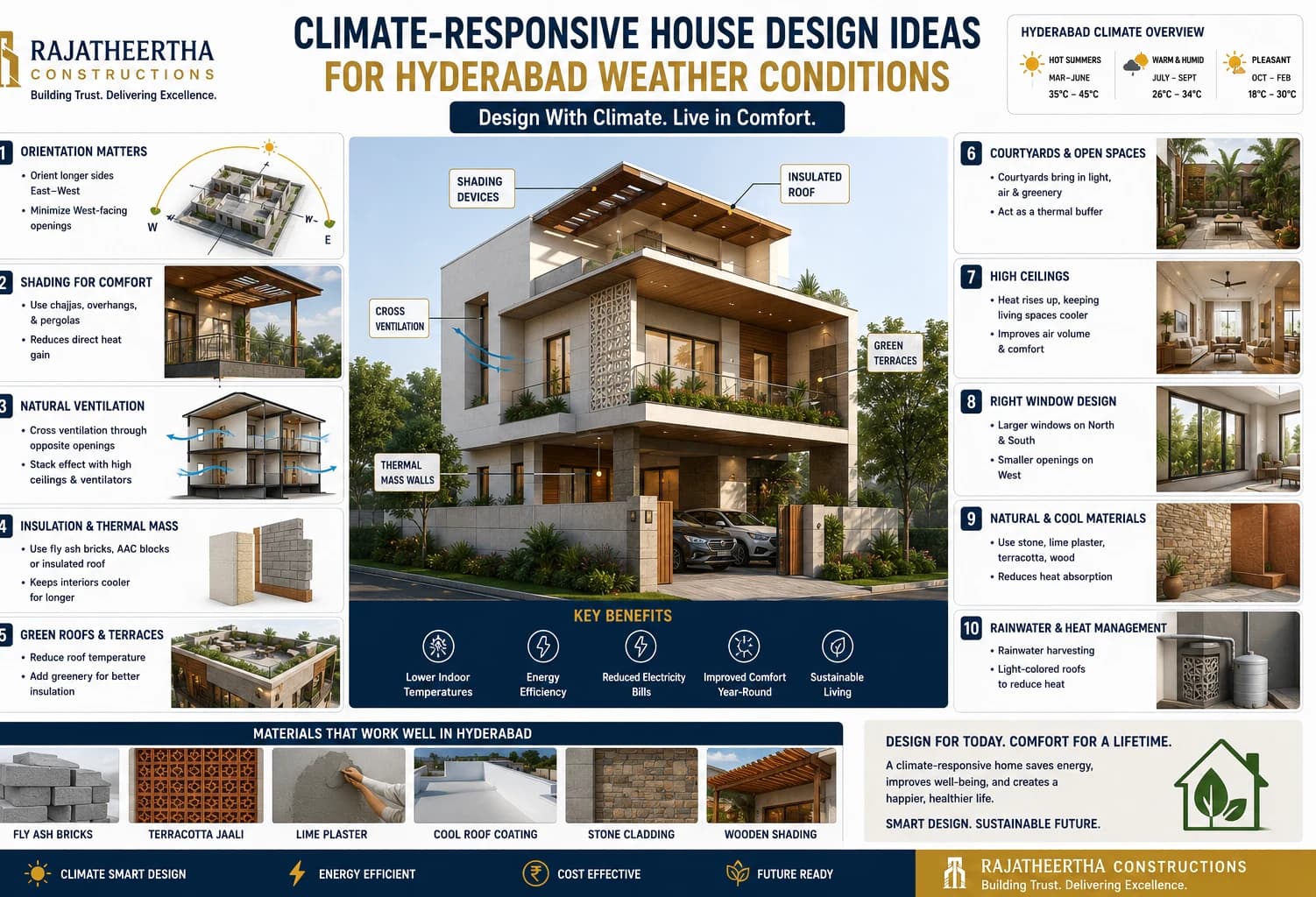 Climate-responsive house design ideas for Hyderabad weather conditions