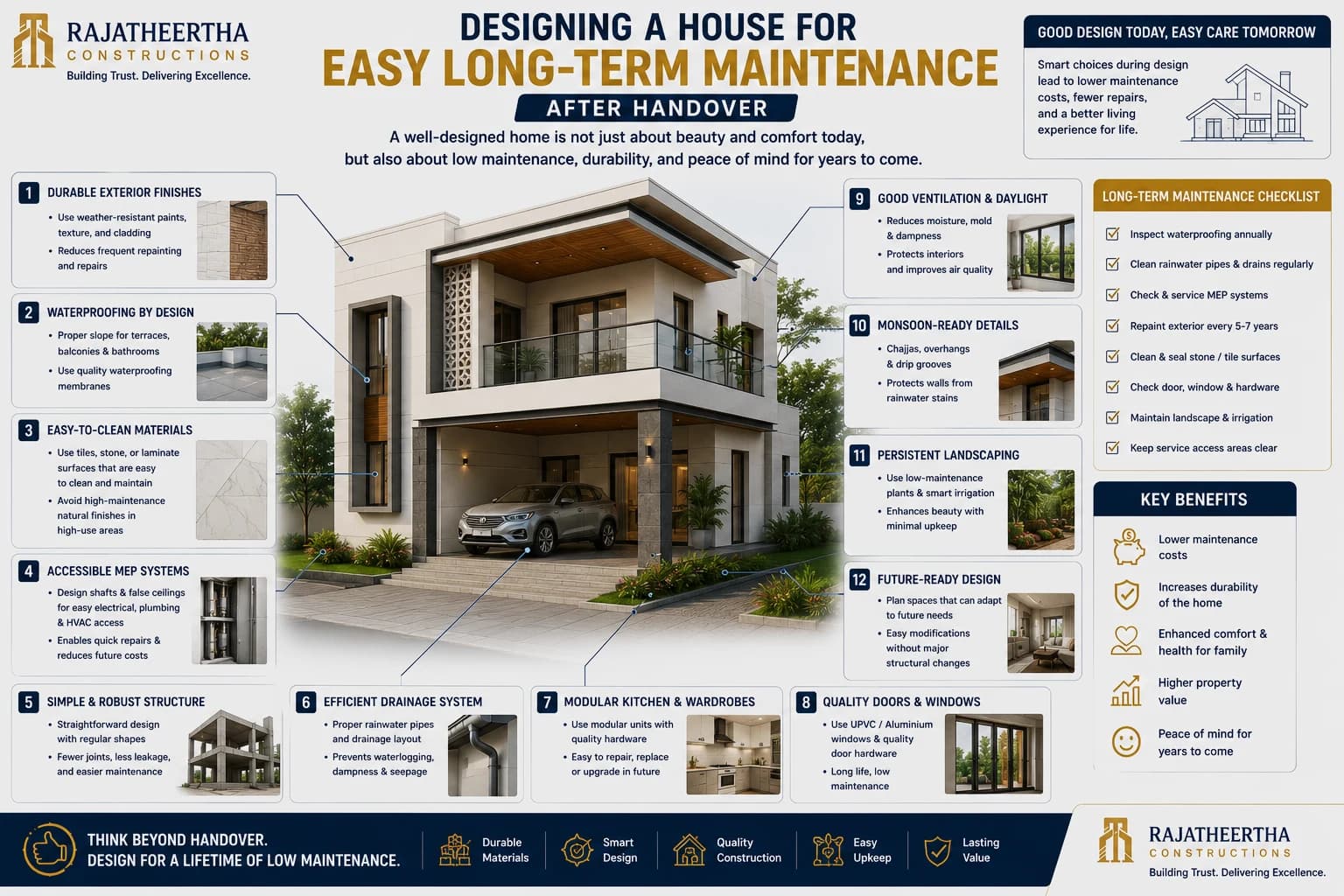 Designing a house for easy long-term maintenance after handover